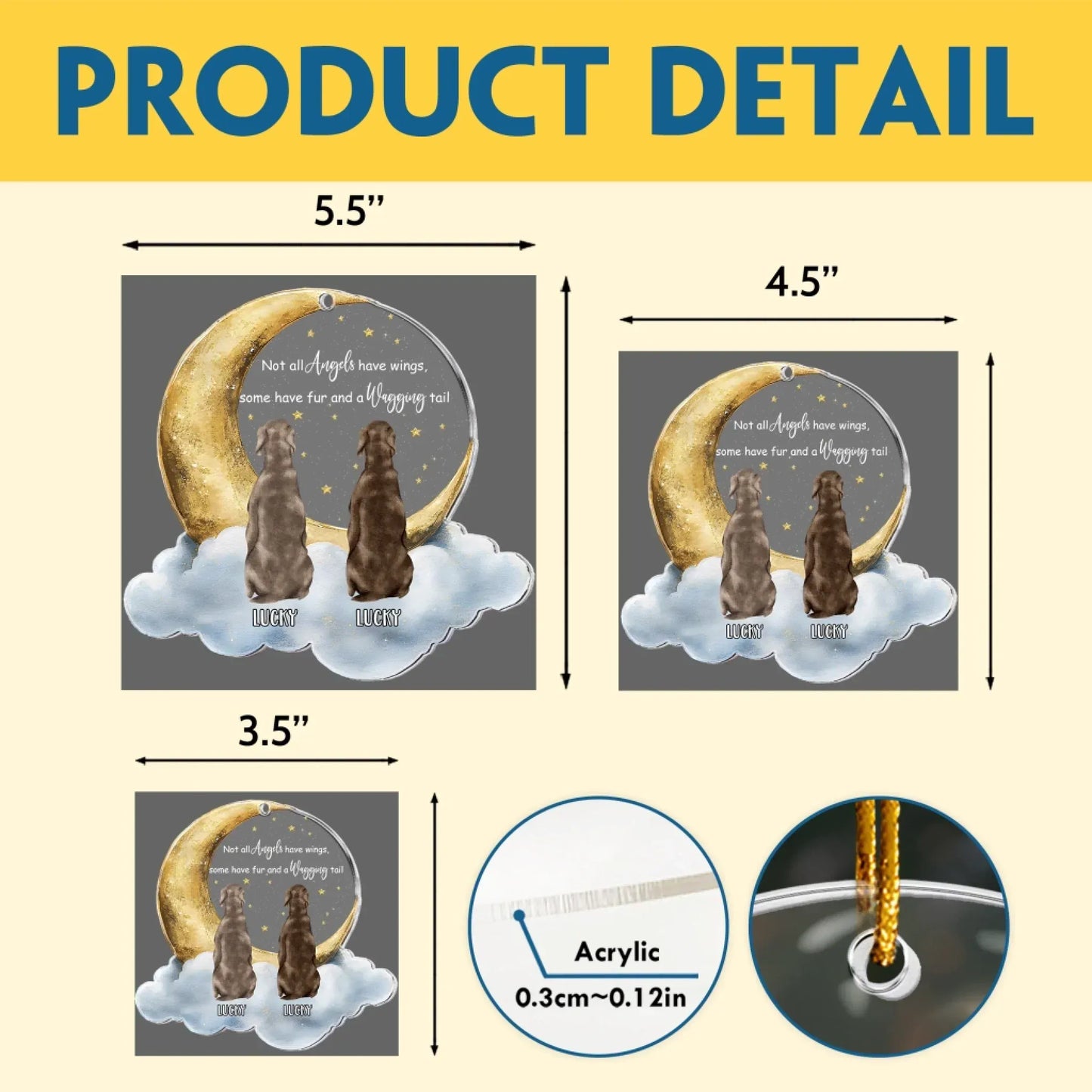 Personalized Ornaments Not All Angels Have Wings, Loss Of Pet, Pet Sympathy Gift - Personalized Dog Acrylic Ornament