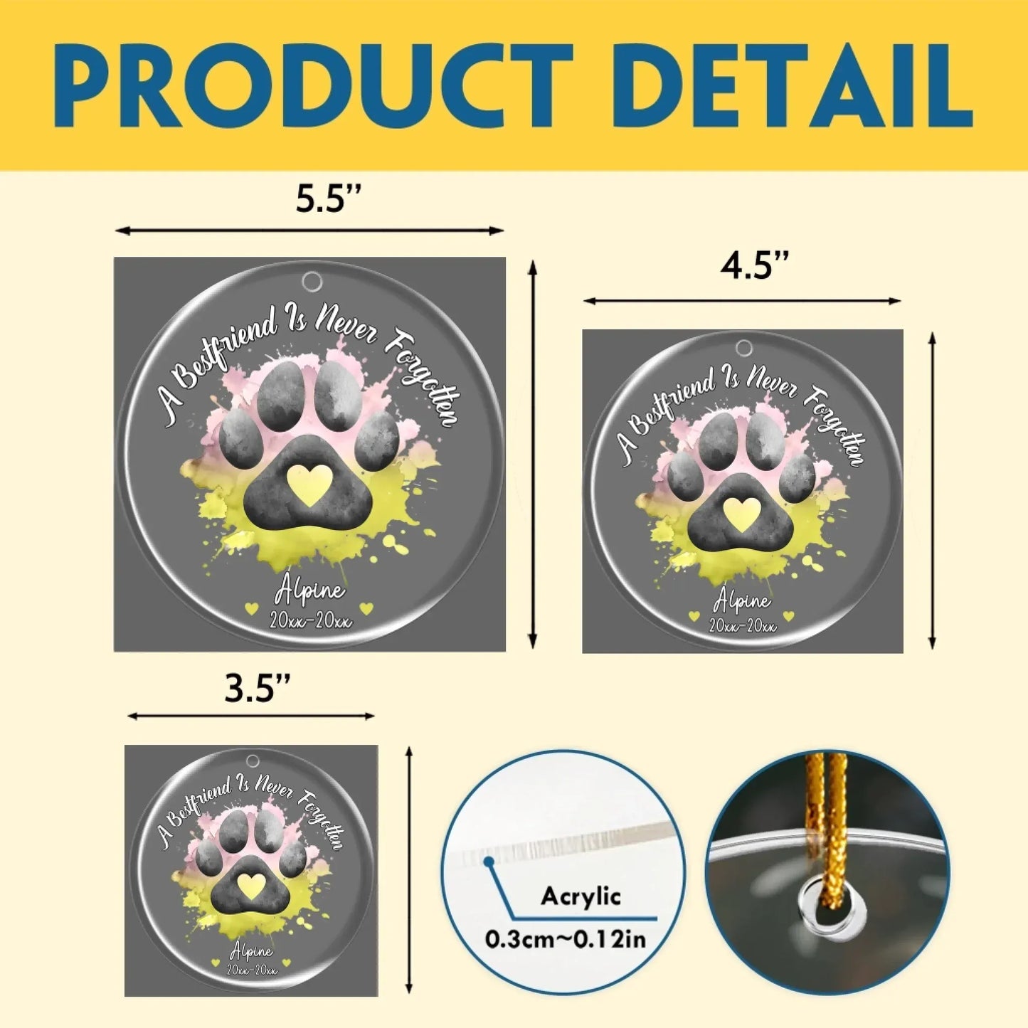 Personalized Ornaments A Bestfriend Is Never Forgotten - Personalized Dog Memorial Acrylic Ornament