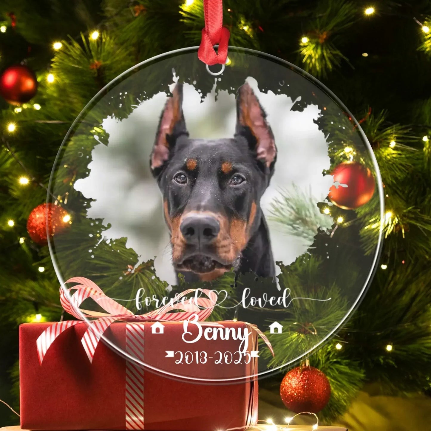 Personalized Ornaments Forever Loved, Never Forgotten - Personalized Dog Memorial Photo Acrylic Ornament