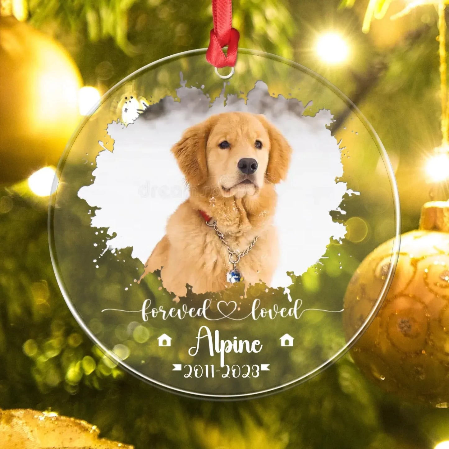 Personalized Ornaments Forever Loved, Never Forgotten - Personalized Dog Memorial Photo Acrylic Ornament
