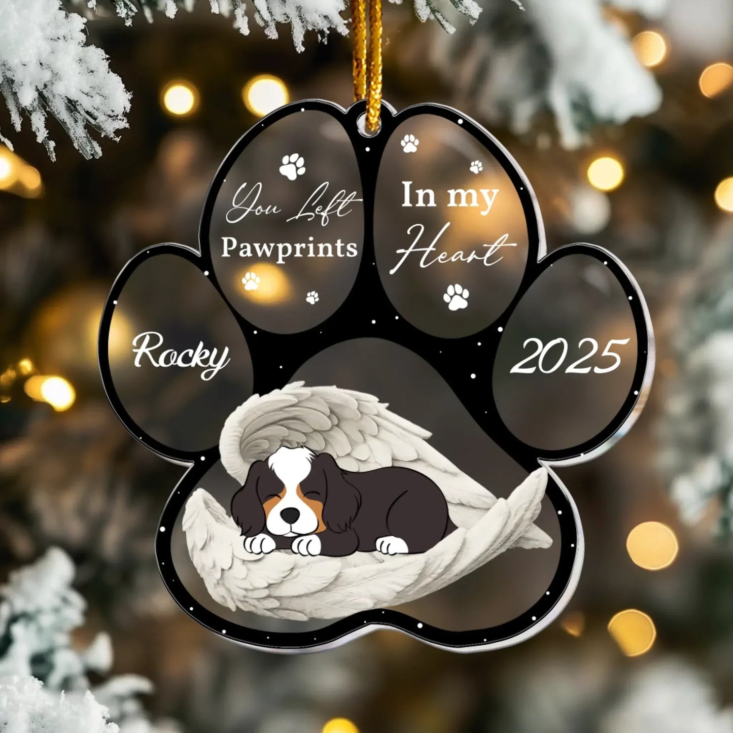 Personalized Ornaments Angel Sleeping Dog Memorial, Loss Of Pet - Personalized Dog Memorial Ornament