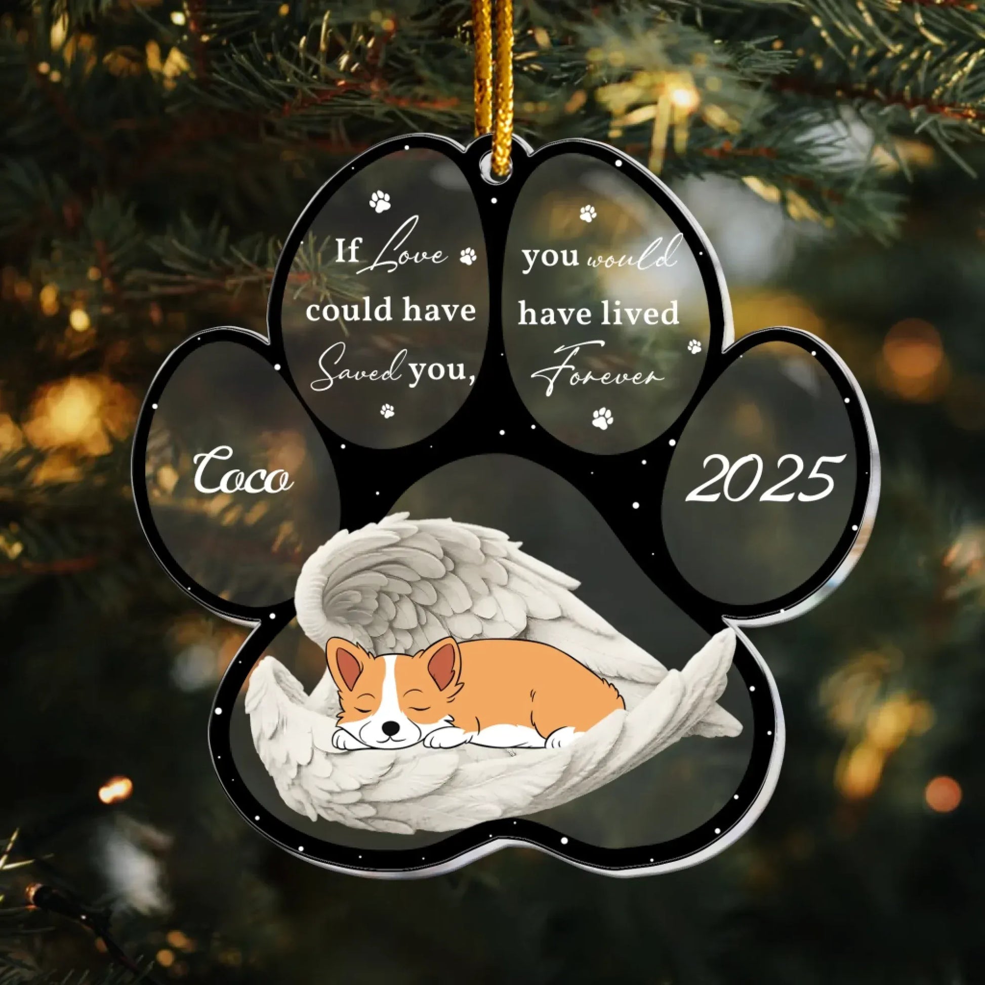 Personalized Ornaments Angel Sleeping Dog Memorial, Loss Of Pet - Personalized Dog Memorial Ornament