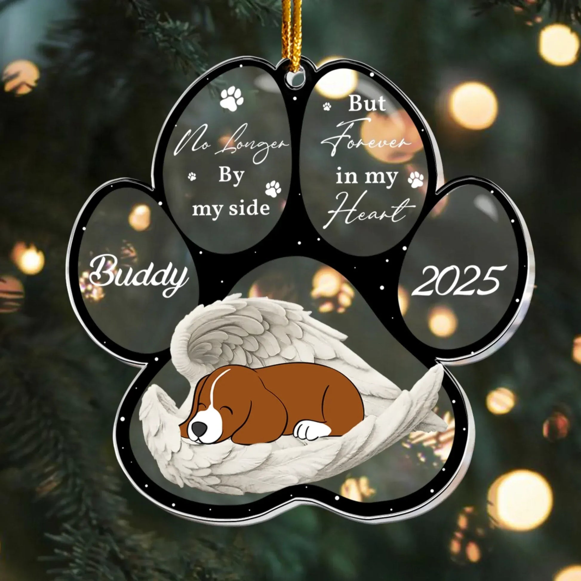 Personalized Ornaments Angel Sleeping Dog Memorial, Loss Of Pet - Personalized Dog Memorial Ornament