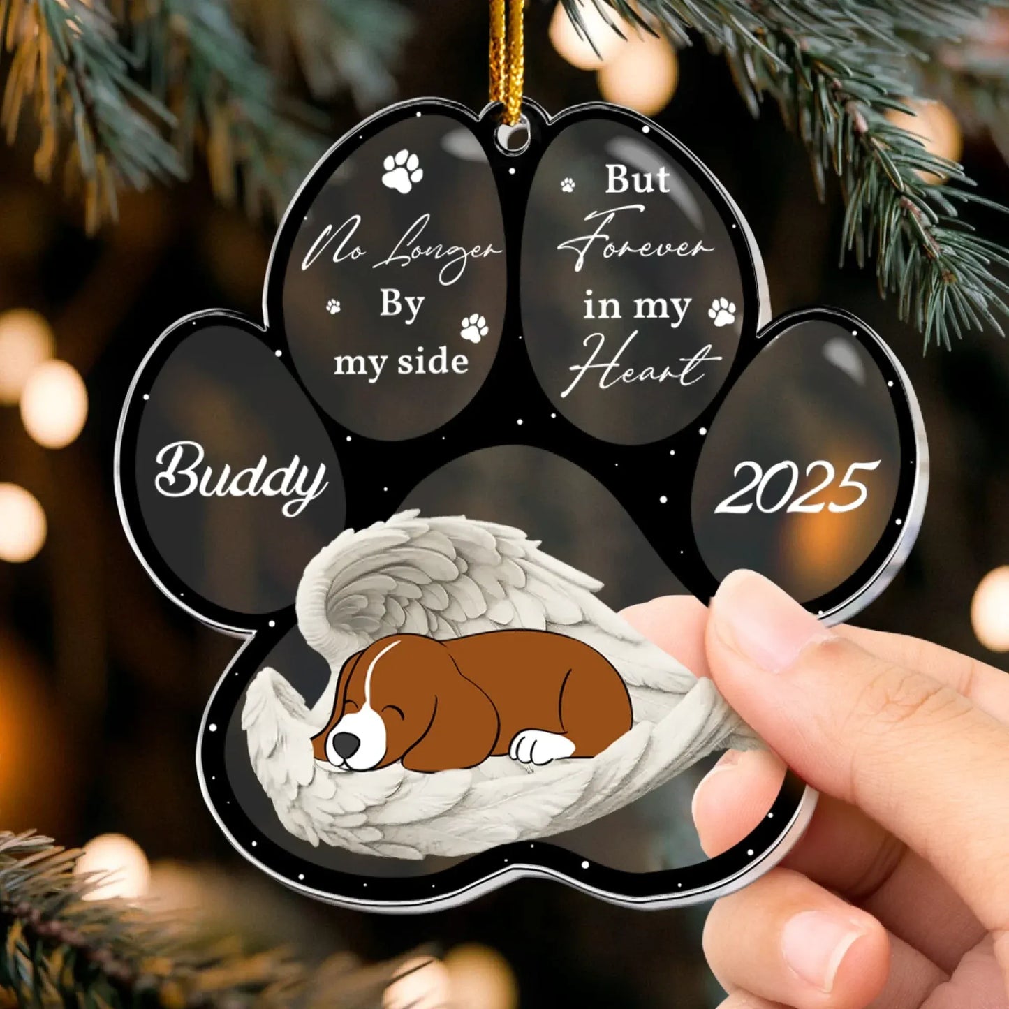 Personalized Ornaments Angel Sleeping Dog Memorial, Loss Of Pet - Personalized Dog Memorial Ornament
