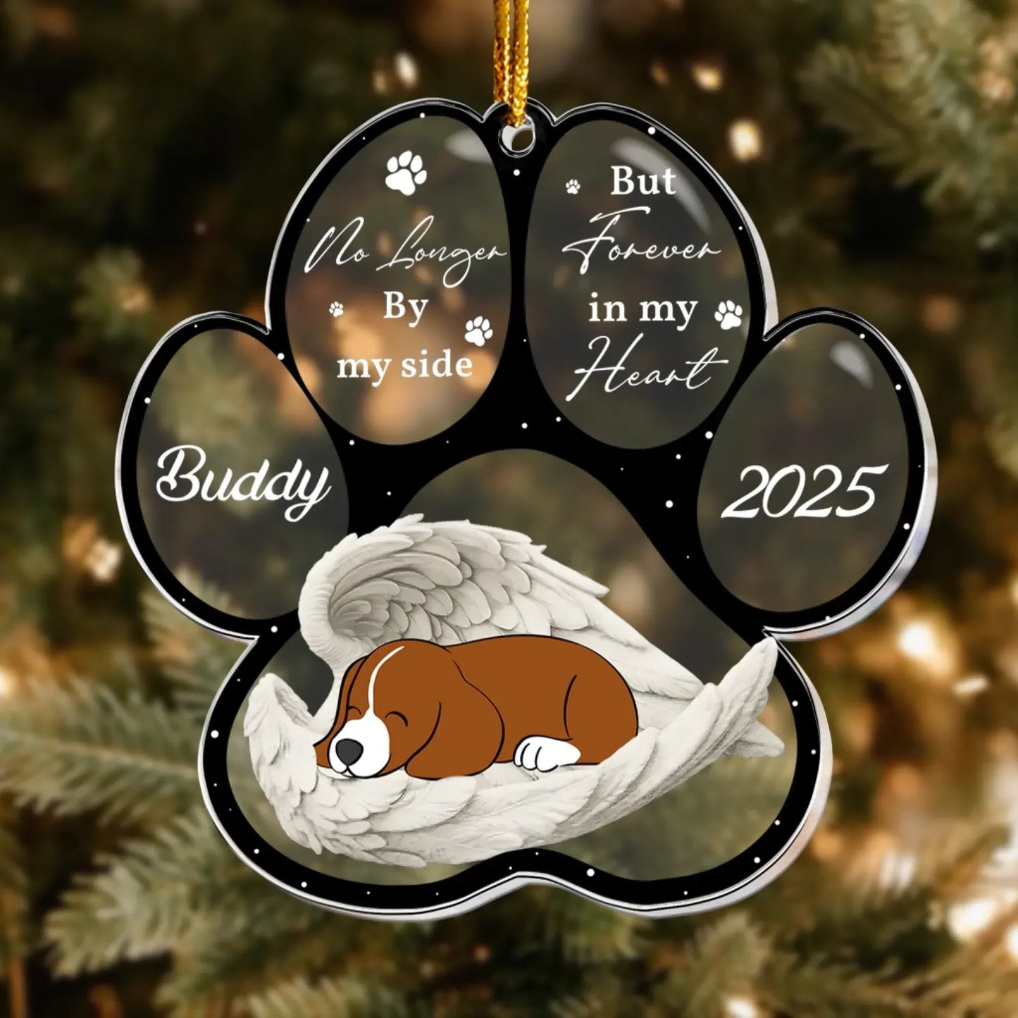 Personalized Ornaments Angel Sleeping Dog Memorial, Loss Of Pet - Personalized Dog Memorial Ornament