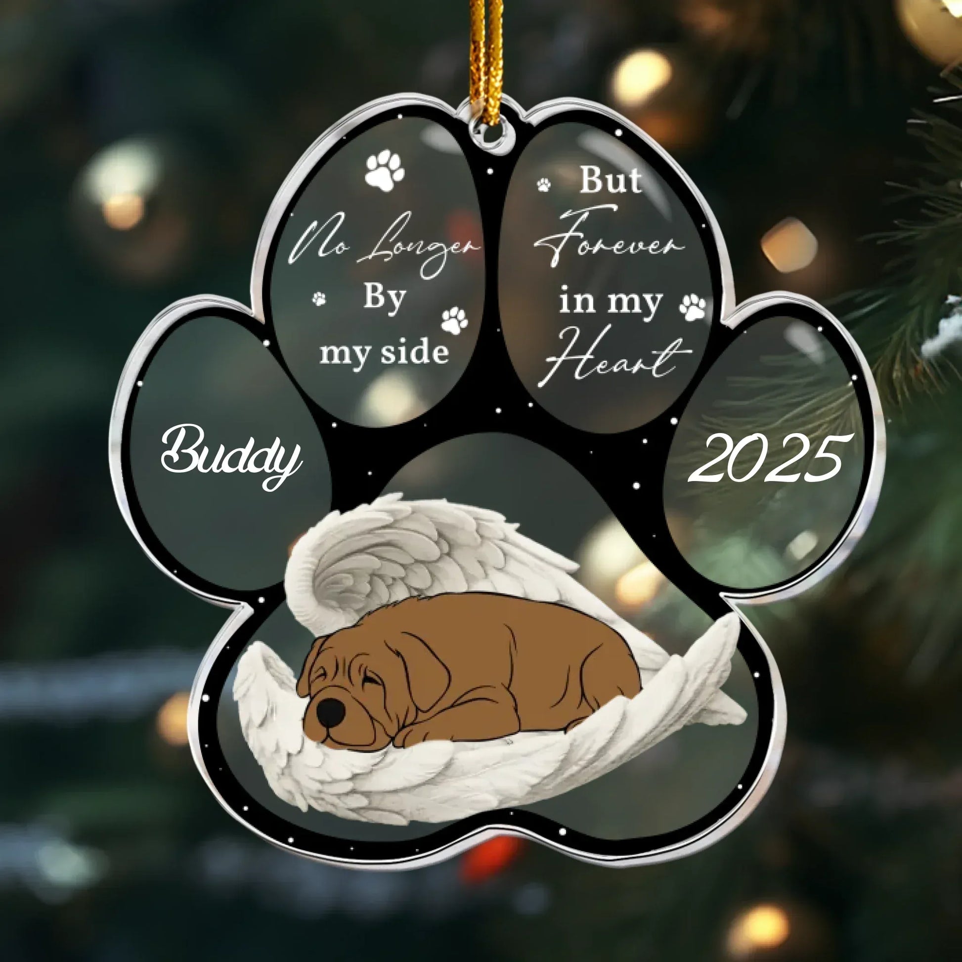 Personalized Ornaments Ornament Acrylic / Glass / 3.5in / 8.9cm Angel Sleeping Dog Memorial, Loss Of Pet - Personalized Dog Memorial Ornament
