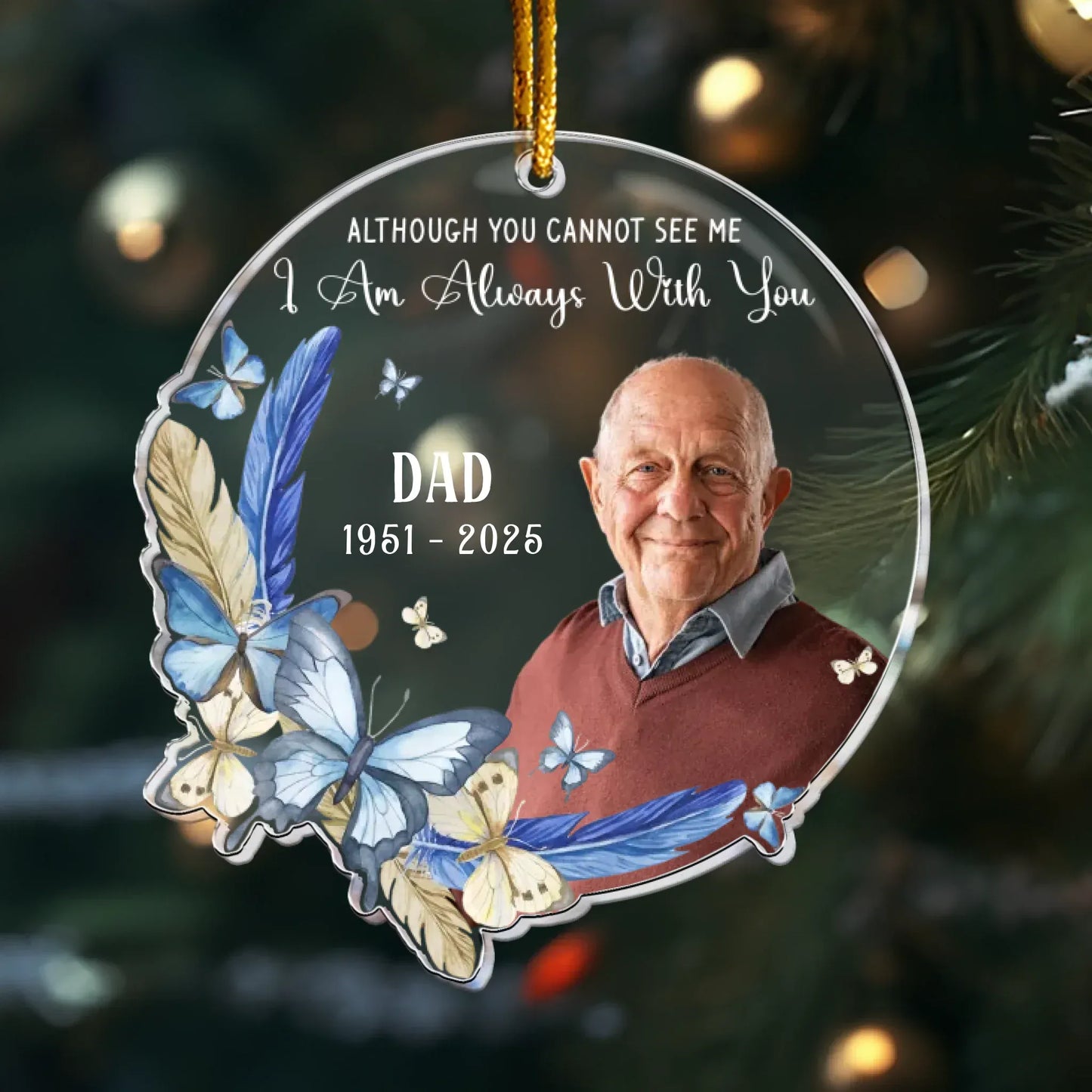 Personalized Ornaments Ornament Acrylic / Glass / 3.5in / 8.9cm I Am Always With You - Rememberance Gift For Family - Personalized Memorial Acrylic Photo Ornament