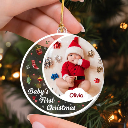 Personalized Ornaments Baby’s First Christmas - Funny Newborn 1st Christmas - Personalized Acrylic Baby Photo Ornament