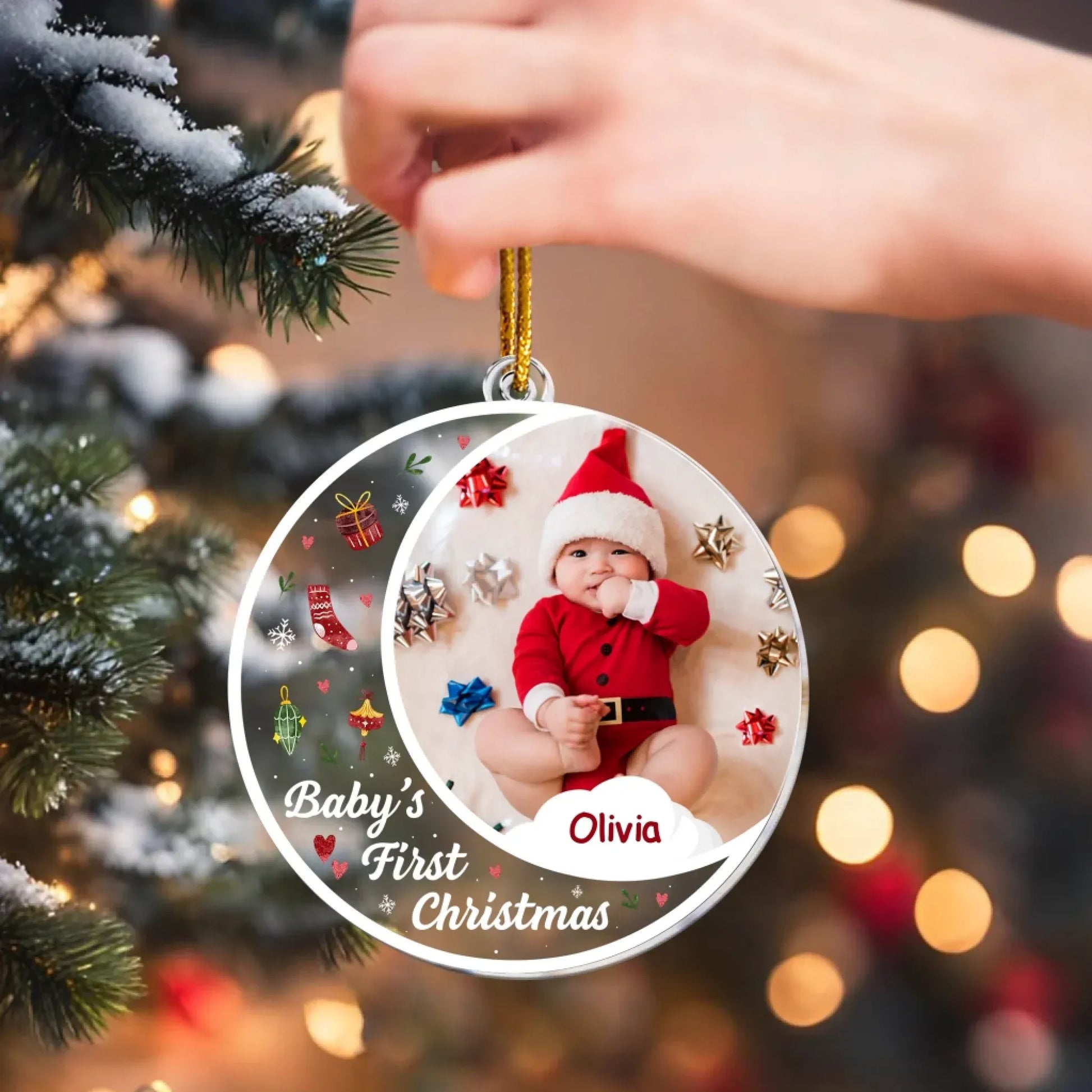 Personalized Ornaments Baby’s First Christmas - Funny Newborn 1st Christmas - Personalized Acrylic Baby Photo Ornament