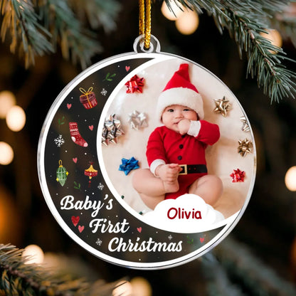 Personalized Ornaments Ornament Acrylic / Glass / 3.5in / 8.9cm Baby’s First Christmas - Funny Newborn 1st Christmas - Personalized Acrylic Baby Photo Ornament