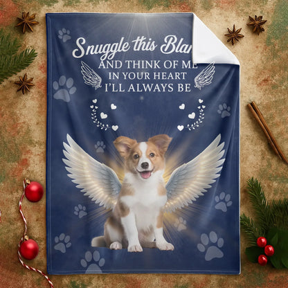 Personalized Blankets Snuggle This Blanket And Think Of Me - Personalized Angel Dog Memorial Photo Custom Blanket