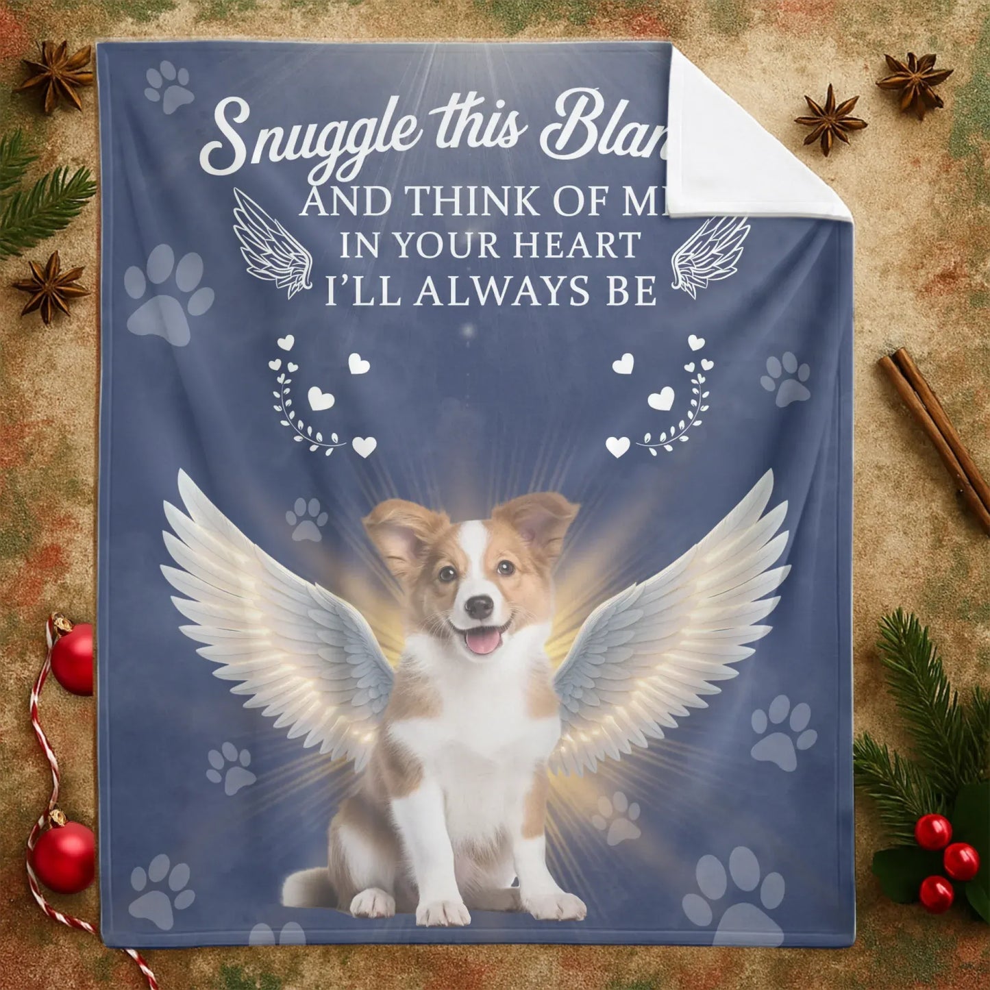 Personalized Blankets Snuggle This Blanket And Think Of Me - Personalized Angel Dog Memorial Photo Custom Blanket