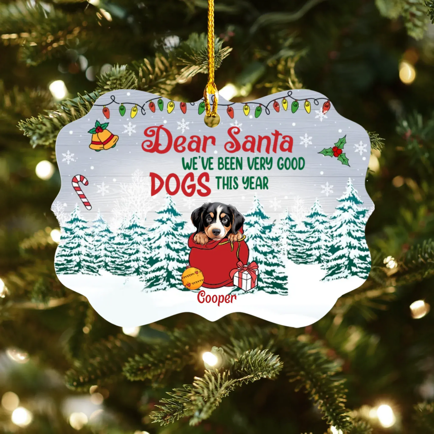 Personalized Ornaments Ornament Acrylic DMT / Glass / 3.5in / 8.9cm Dear Santa, We've Been Very Good Dogs This Year - Personalized Dog Lovers Custom Ornament