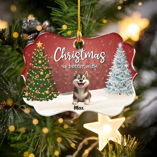 Personalized Ornaments Ornament Acrylic DMT / Glass / 3.5in / 8.9cm Christmas Is Better With My Fur Babies - Personalized Dog And Cat Lovers Custom Acrylic Ornament