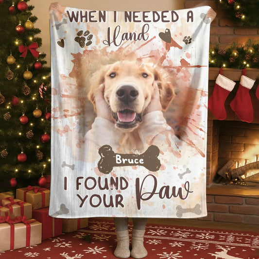 Personalized Blankets Blanket Custom KNT / White / 30x40in / 76x101cm I Found Your Paw - Personalized Dog Photo & Name Custom Blanket