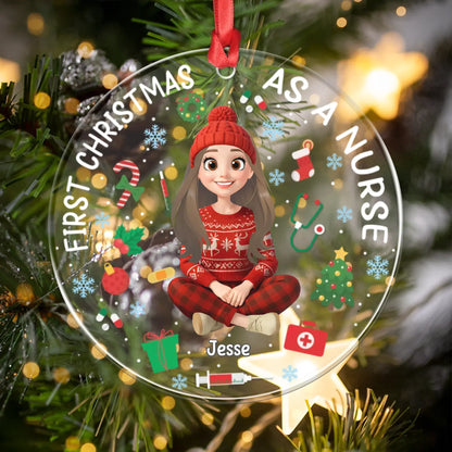 Personalized Ornaments Ornament Acrylic DMT / Glass / 3.5in / 8.9cm First Christmas As A Nurse - Personalized Custom Acrylic Ornament
