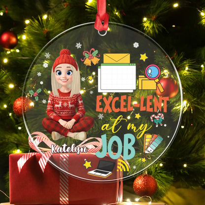 Personalized Ornaments Ornament Acrylic DMT / Glass / 3.5in / 8.9cm Excellent At My Job - Personalized Custom Acrylic Ornament