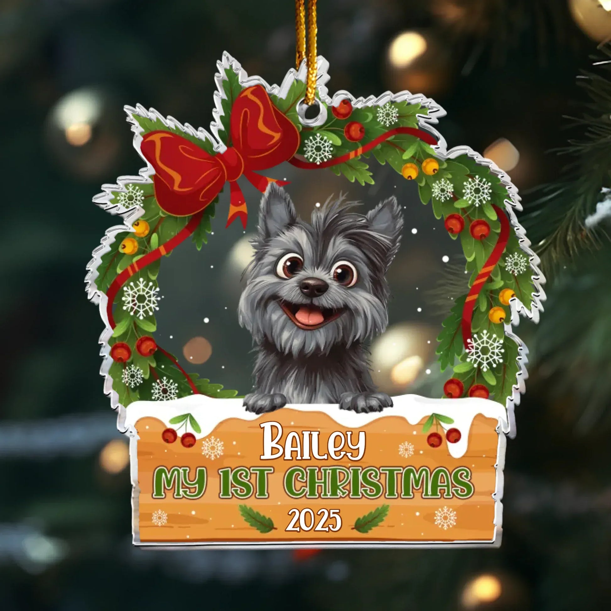 Personalized Ornaments Ornament Acrylic / Glass / 3.5in / 8.9cm Dog’s 1st Christmas- Personalized Dog Acrylic Ornament