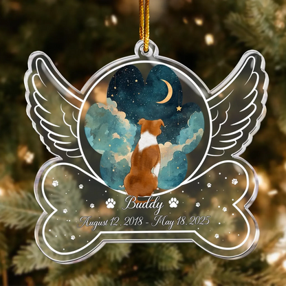 Personalized Ornaments Angel Wings Dog Memorial, Loss Of Pet - Personalized Dog Acrylic Ornament