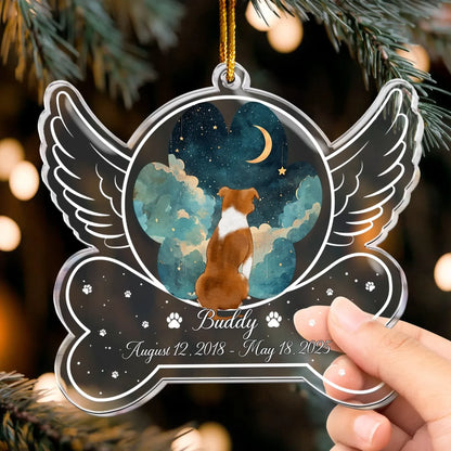 Personalized Ornaments Angel Wings Dog Memorial, Loss Of Pet - Personalized Dog Acrylic Ornament