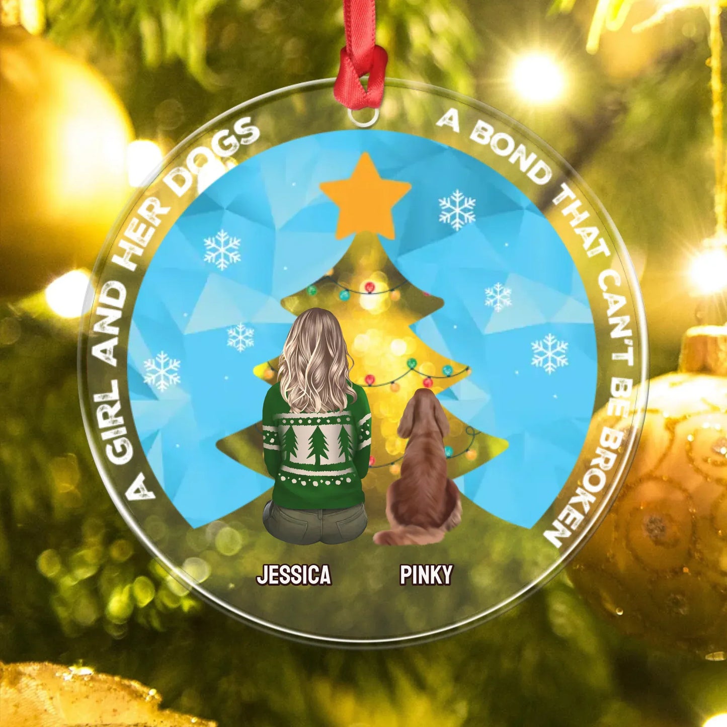 Personalized Ornaments Ornament Acrylic DMT / Glass / 3.5in / 8.9cm A Bond Can't Be Broken - Personalized Dog Lovers Custom Acrylic Ornament
