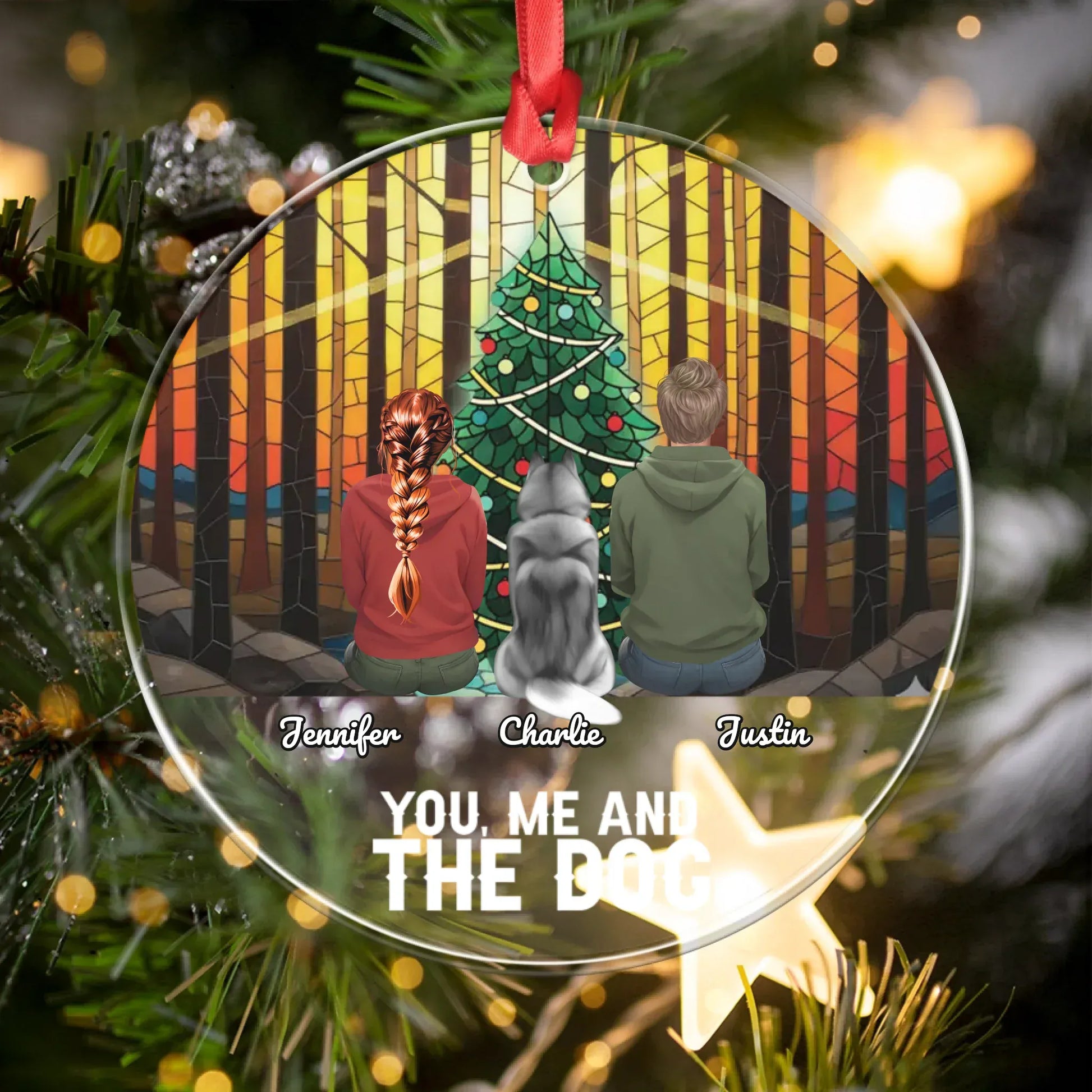 Personalized Ornaments Ornament Acrylic DMT / Glass / 3.5in / 8.9cm You, Me And Our Dog - Personalized Dog Lover Custom Acrylic Ornament