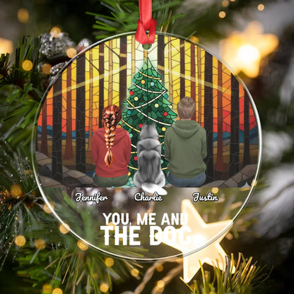 Personalized Ornaments Ornament Acrylic DMT / Glass / 3.5in / 8.9cm You, Me And Our Dog - Personalized Dog Lover Custom Acrylic Ornament