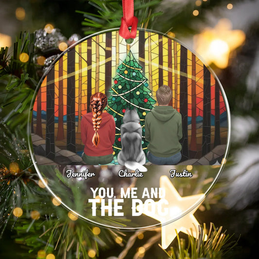 Personalized Ornaments Ornament Acrylic DMT / Glass / 3.5in / 8.9cm You, Me And Our Dog - Personalized Dog Lover Custom Acrylic Ornament