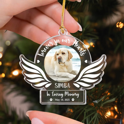 Personalized Ornaments Angel Wings Dog Memorial, Dog Sympathy Gift - Personalized Acrylic Photo Ornament