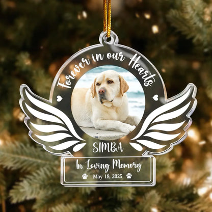 Personalized Ornaments Angel Wings Dog Memorial, Dog Sympathy Gift - Personalized Acrylic Photo Ornament