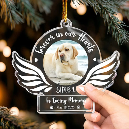 Personalized Ornaments Angel Wings Dog Memorial, Dog Sympathy Gift - Personalized Acrylic Photo Ornament