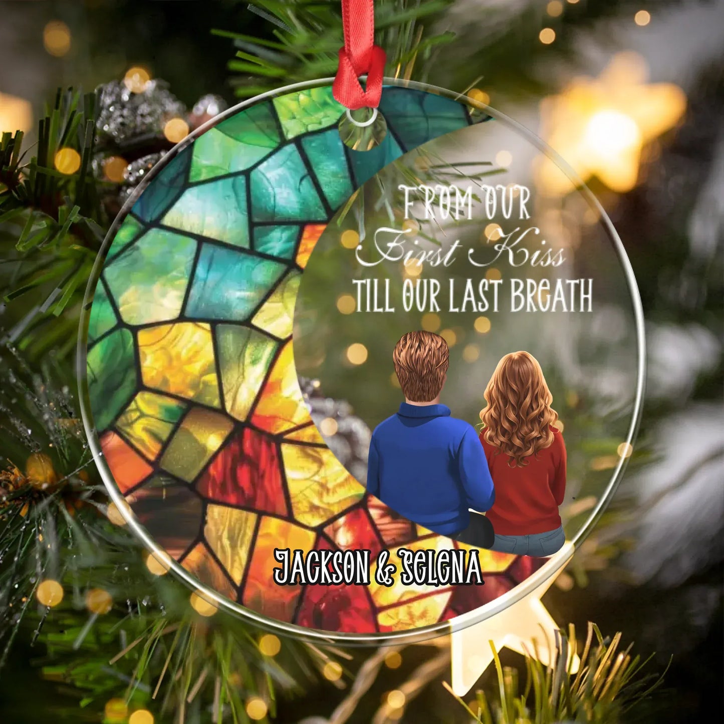 Personalized Ornaments Ornament Acrylic DMT / Glass / 3.5in / 8.9cm From Our First Kiss Till Our Last Breath - Personalized Couple Acrylic Ornament