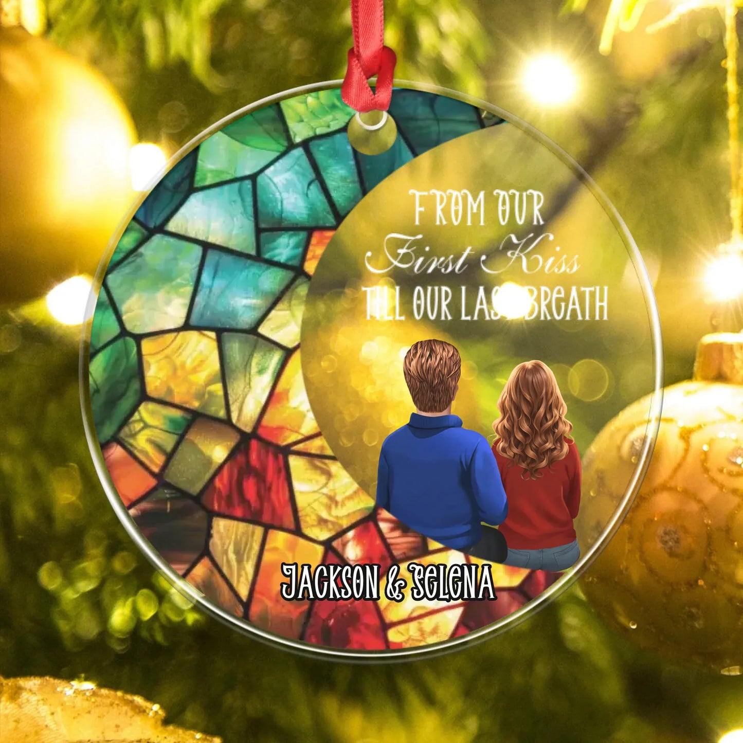 Personalized Ornaments From Our First Kiss Till Our Last Breath - Personalized Couple Acrylic Ornament