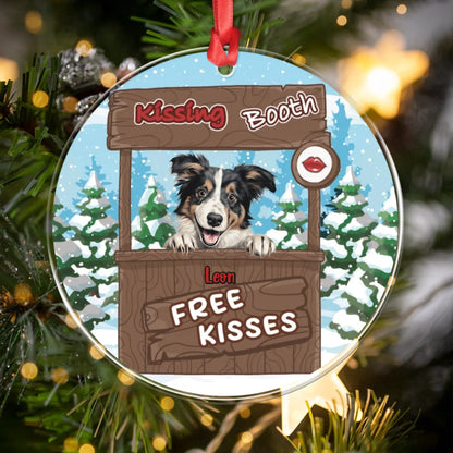 Personalized Ornaments Ornament Acrylic DMT / Glass / 3.5in / 8.9cm Free Kisses In A Kissing Booth - Personalized Dog Lovers Custom Acrylic Ornament