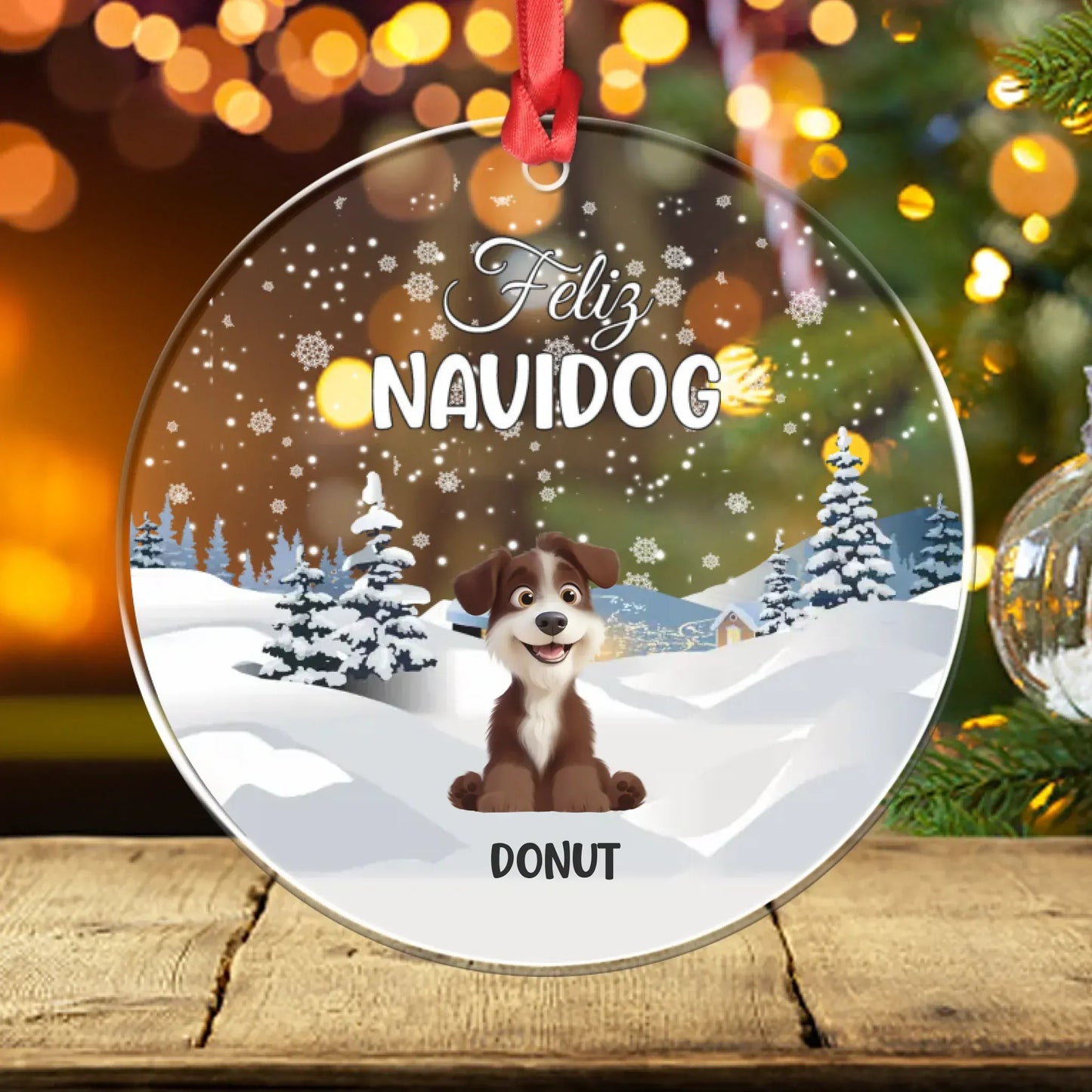 Personalized Ornaments Ornament Acrylic DMT / Glass / 3.5in / 8.9cm Felis Navidog - Personalized Dog Lovers Acrylic Ornament