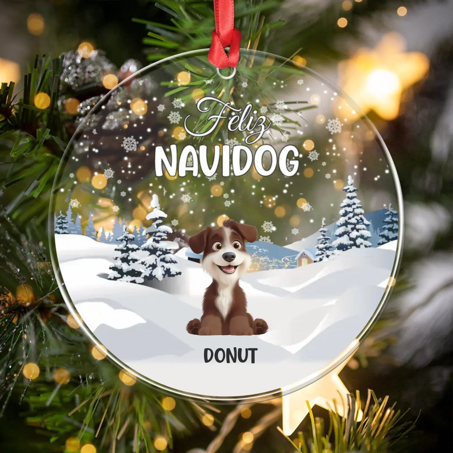 Personalized Ornaments Felis Navidog - Personalized Dog Lovers Acrylic Ornament