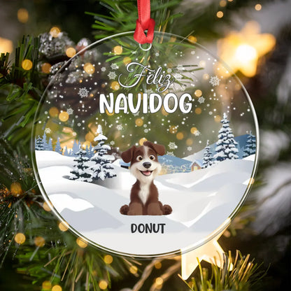 Personalized Ornaments Felis Navidog - Personalized Dog Lovers Acrylic Ornament