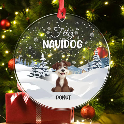 Personalized Ornaments Felis Navidog - Personalized Dog Lovers Acrylic Ornament