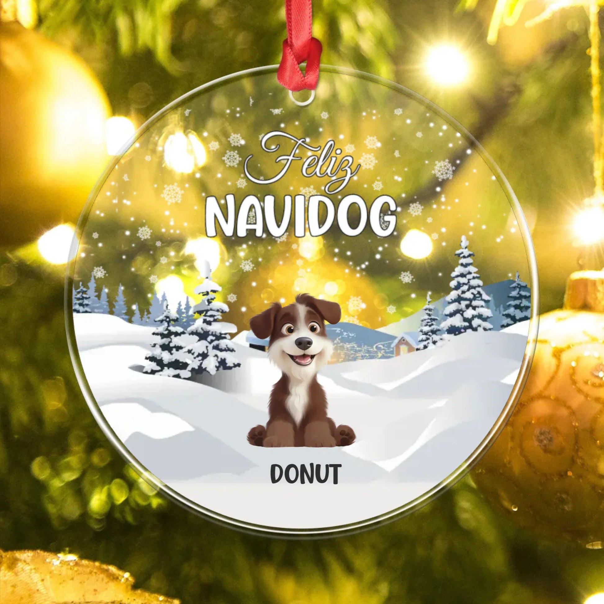 Personalized Ornaments Felis Navidog - Personalized Dog Lovers Acrylic Ornament