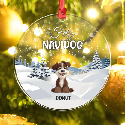 Personalized Ornaments Felis Navidog - Personalized Dog Lovers Acrylic Ornament