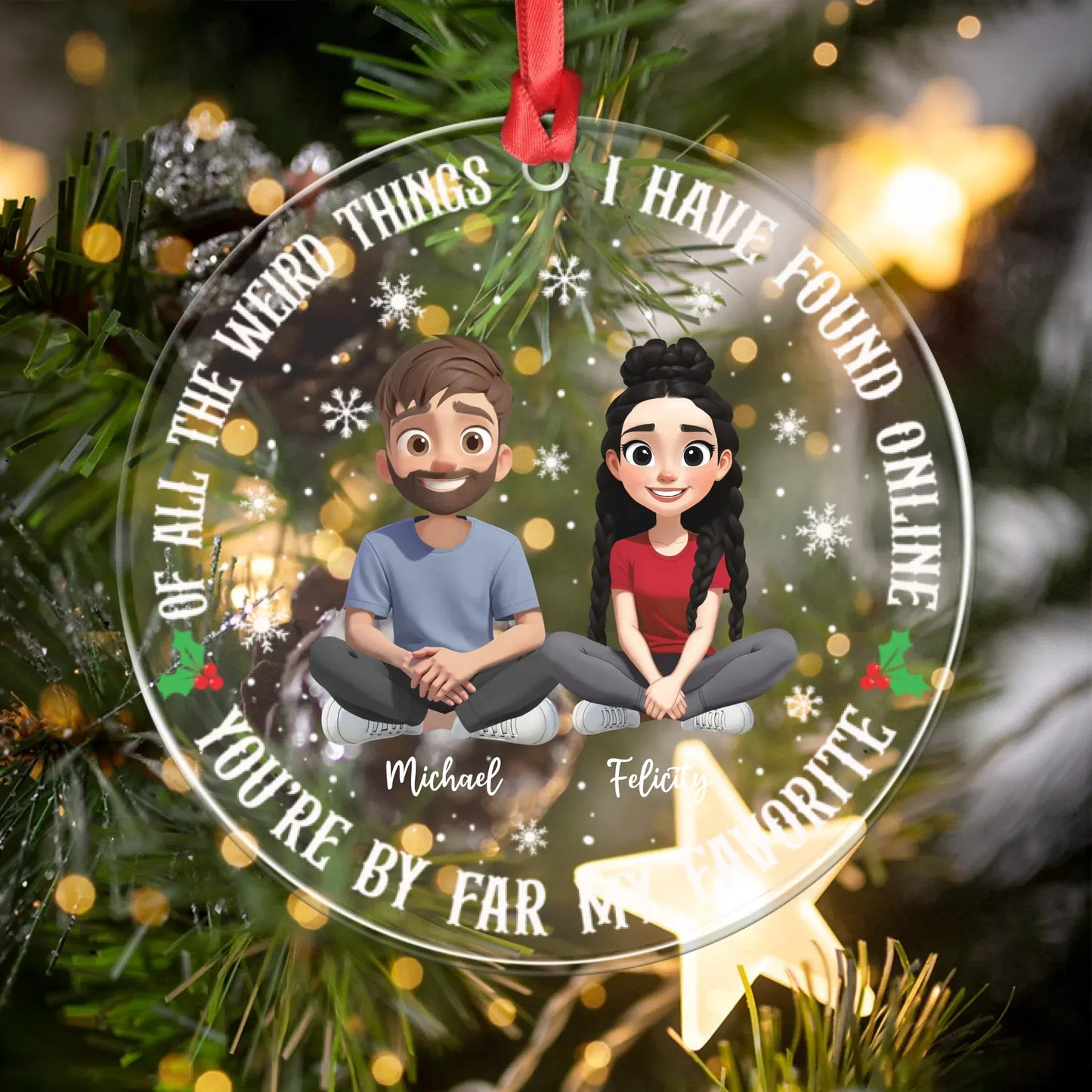 Personalized Ornaments Ornament Acrylic DMT / Glass / 3.5in / 8.9cm You're By Far My Favorite - Personalized Couple Custom Acrylic Ornament
