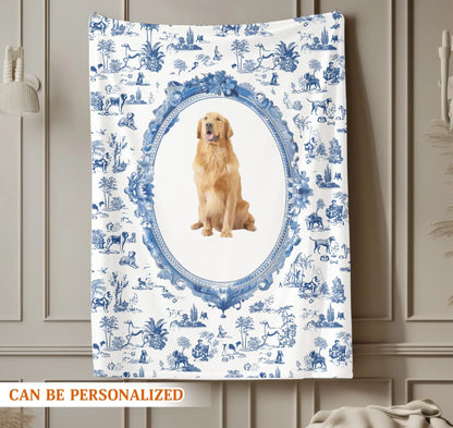 Personalized Blankets My Royal Fur Baby - Personalized Dog Portrait Toile Jouy Custom Blanket