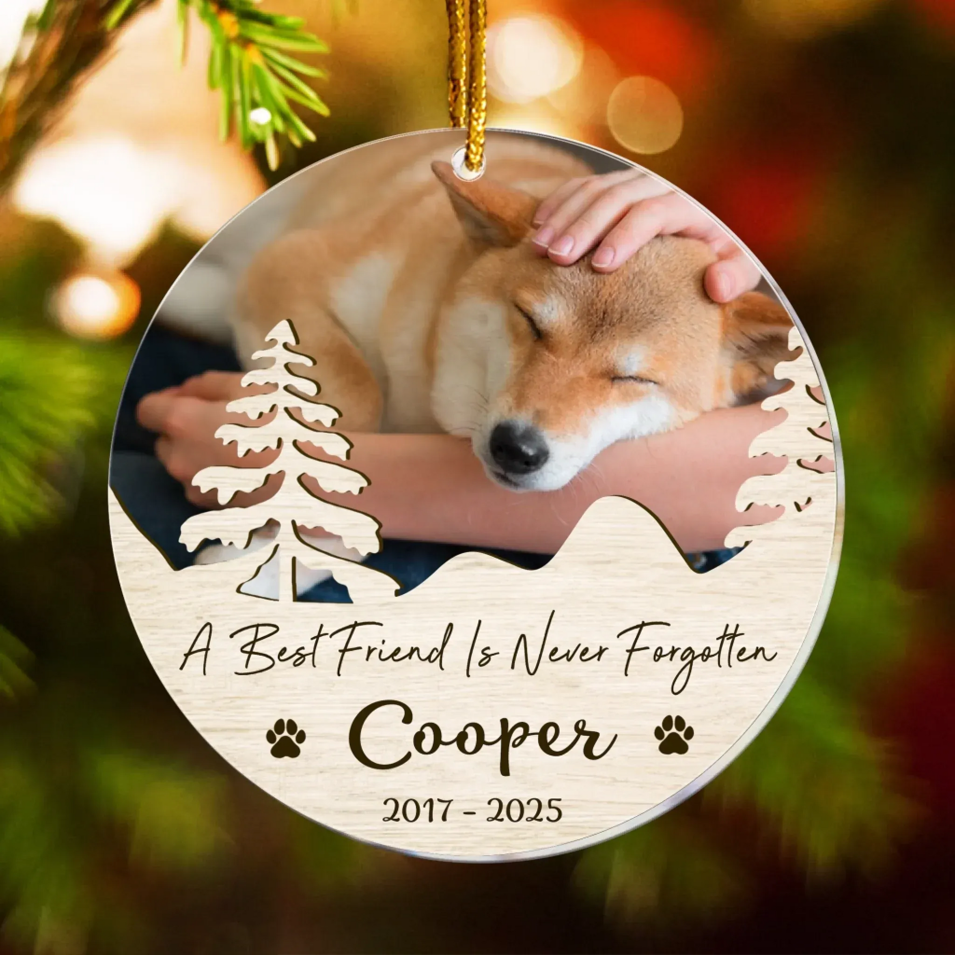 A Best Friend Is Never Forgotten - Pet Sympathy Gift - Personalized Dog Acrylic Photo Ornament