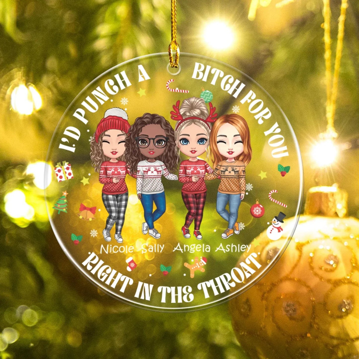 Bff's for Life & Throat Punchers - Personalized Besties Custom Acrylic Ornament