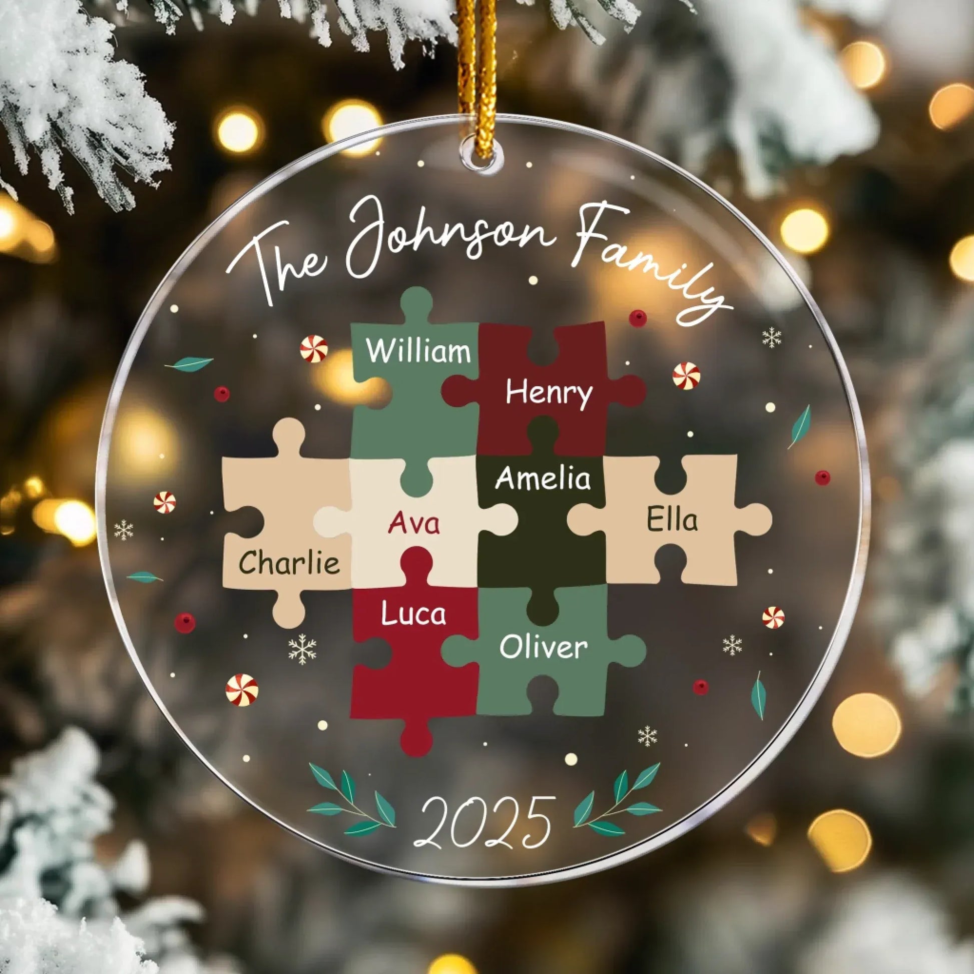 Family Name Puzzle - Family Member Keepsake - Personalized Acrylic Ornament