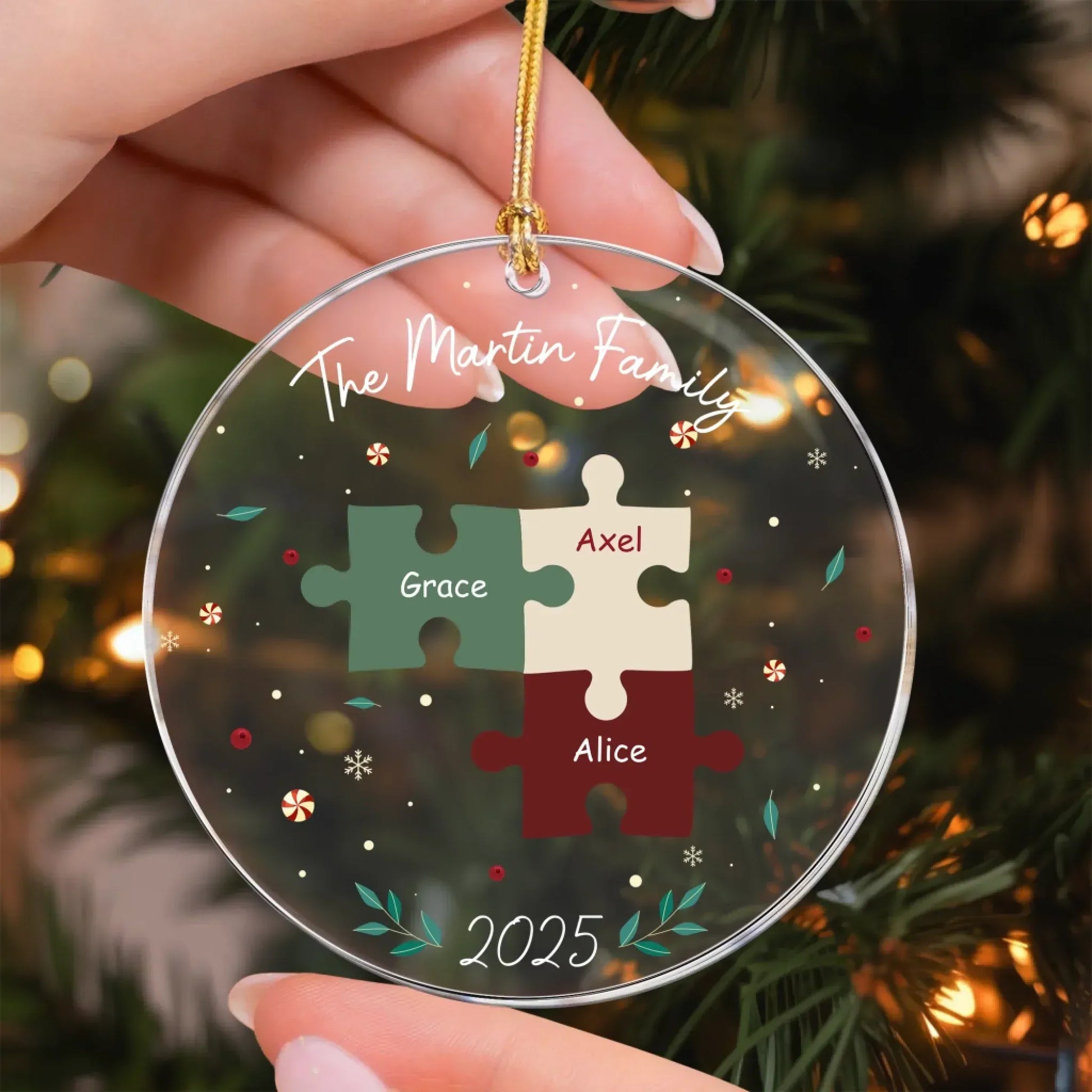 Family Name Puzzle - Family Member Keepsake - Personalized Acrylic Ornament