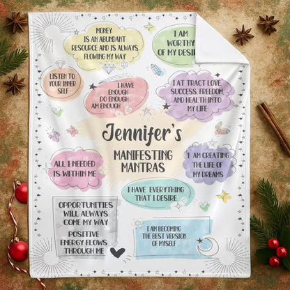 Manifesting Mantras - Personalized Name Law Of Attraction Custom Blanket