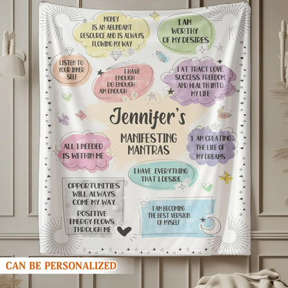 Manifesting Mantras - Personalized Name Law Of Attraction Custom Blanket
