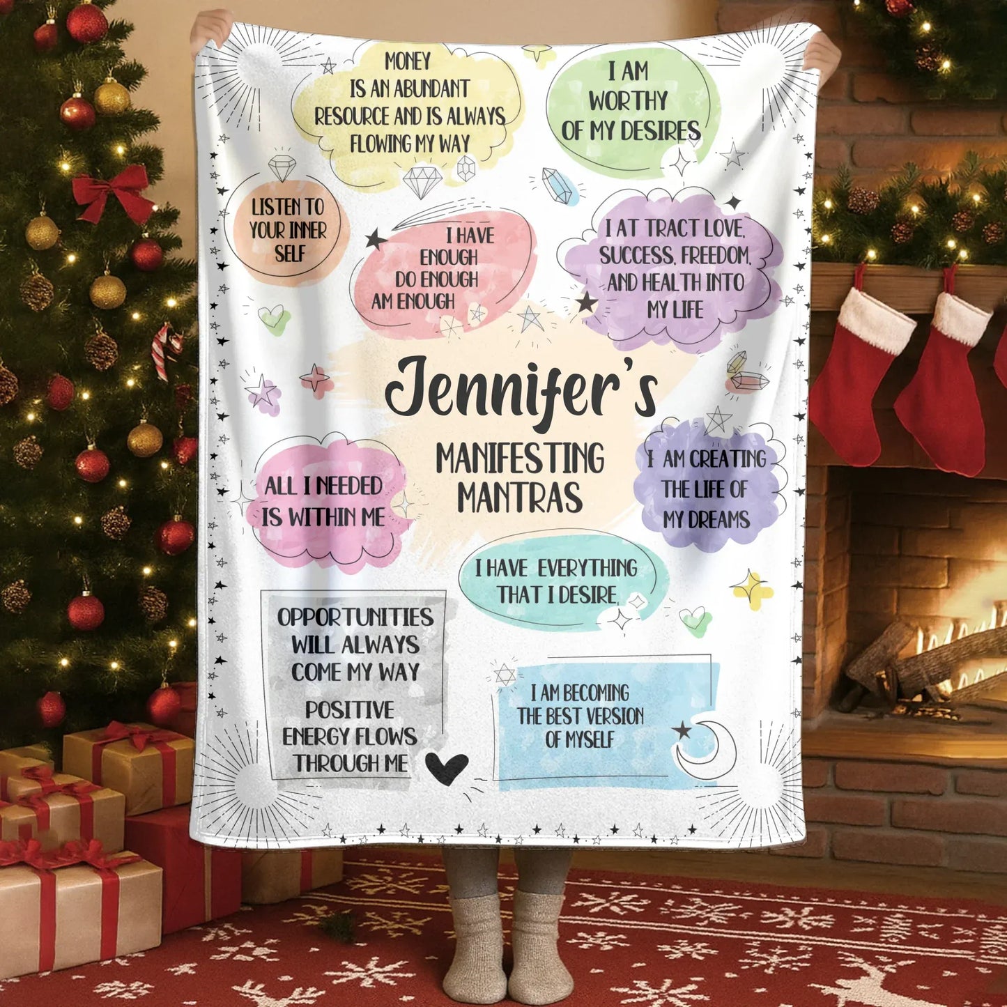 Manifesting Mantras - Personalized Name Law Of Attraction Custom Blanket