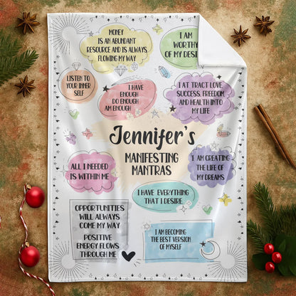 Manifesting Mantras - Personalized Name Law Of Attraction Custom Blanket